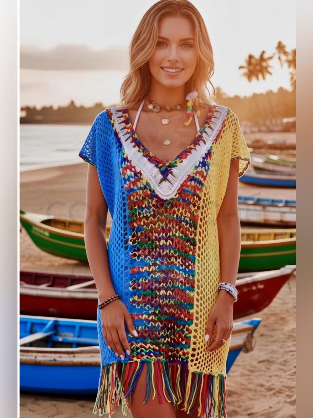 Multicolor Tunic Swimsuit Coverup - Picture 2 of 11